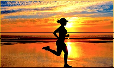 A runner at sunset